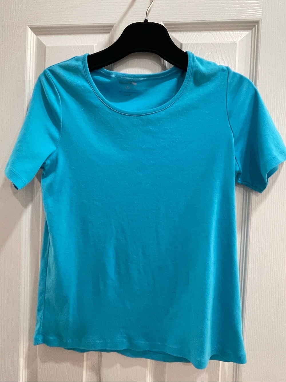 Casual White Stag, Short Sleeve Crewneck Ladies T–Shirt vibrant, Turquoise SZ L